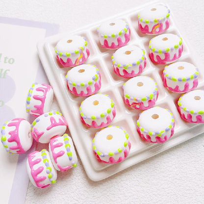 Painted Cake Acrylic Beads 14x20mm Colorful Dripping Icing 10pcs 9