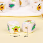 Adorable Cheerful Cartoon Dog Printed Acrylic Square Beads 14mm 10pcs 2