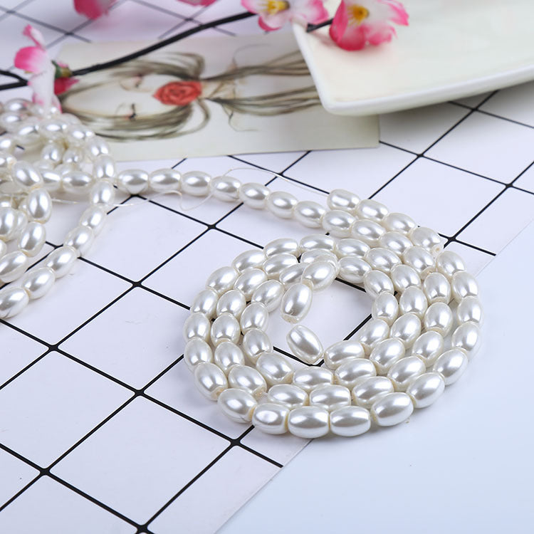 Oval Pearl Glass Beads 4mm 6mm 8mm Cream Pale Mint Smooth Finish 6