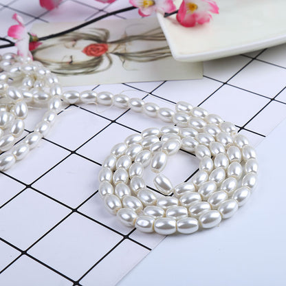 Oval Pearl Glass Beads 4mm 6mm 8mm Cream Pale Mint Smooth Finish 6