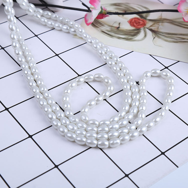 Oval Pearl Glass Beads 4mm 6mm 8mm Cream Pale Mint Smooth Finish 7