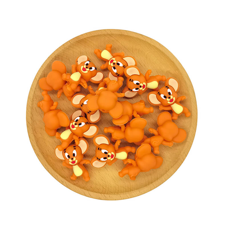 Silicone 3D Focal Beads Mouse Joyful Expression Standing Pose 2