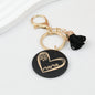 Wood Tassel Keychain Engraved Mama Heart Design Natural Pastel Colors