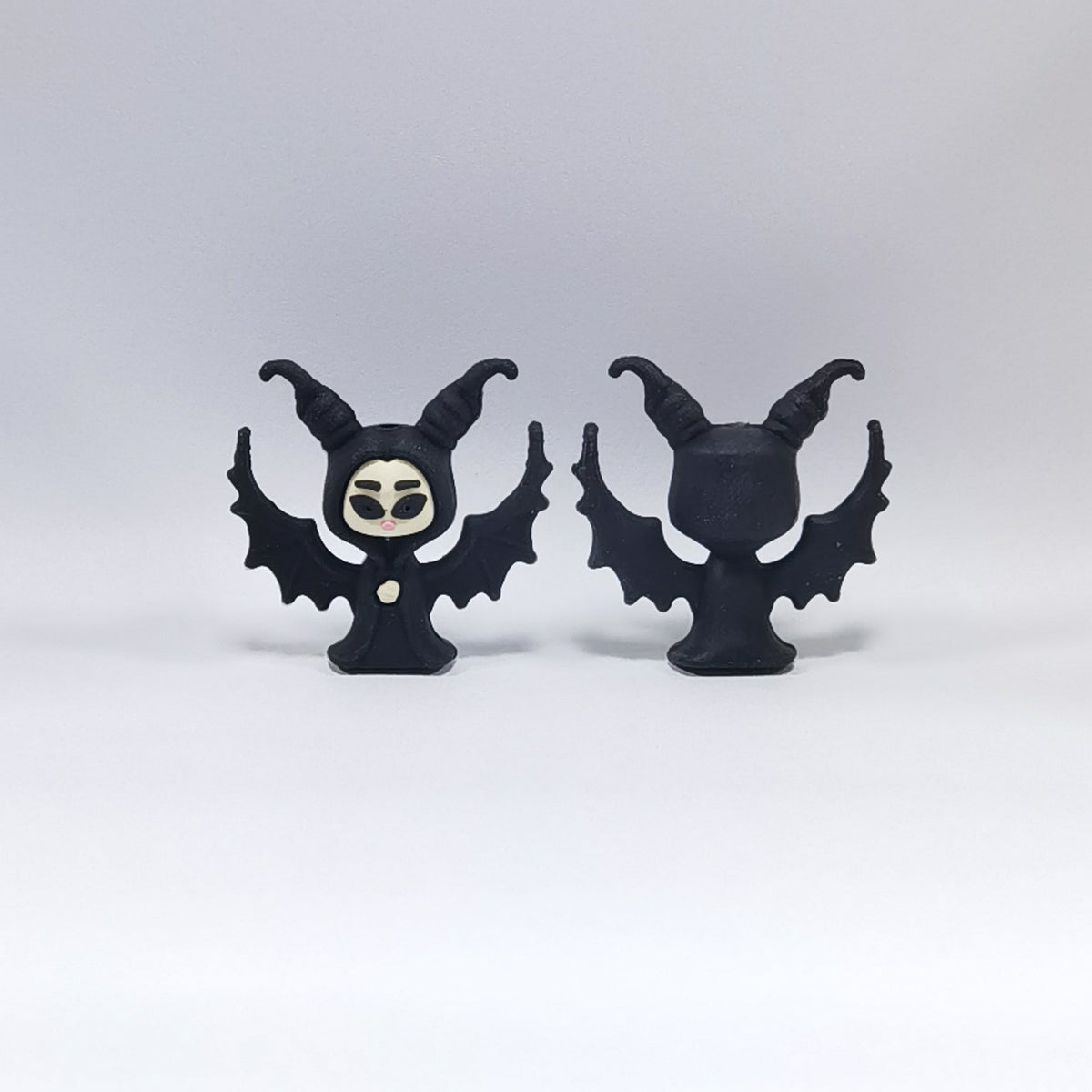 Silicone 3D Focal Beads Black Winged Witch Front Facing 20pcs