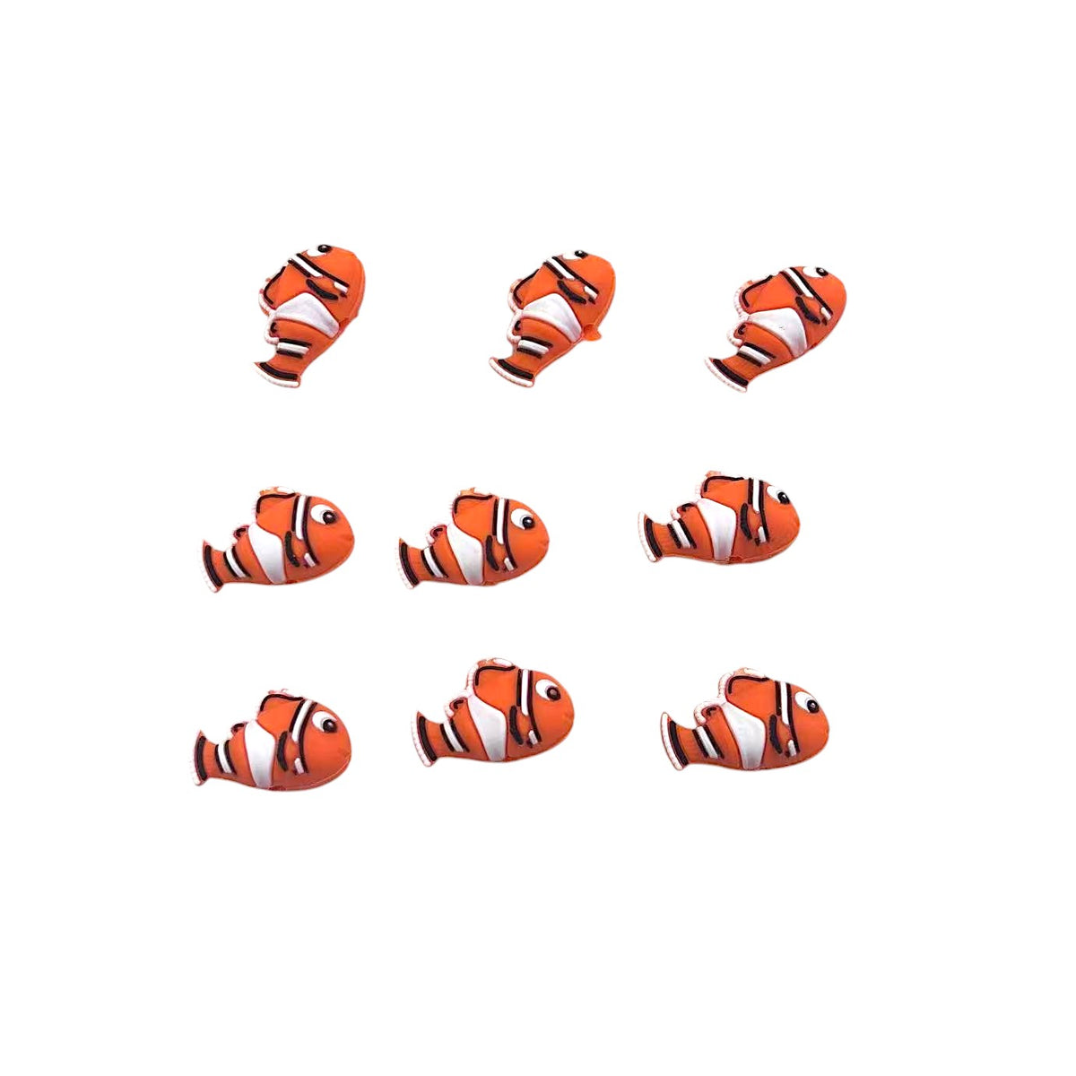 Silicone 3D Focal Beads Fish Orange Clownfish Side Profile 20pcs 5