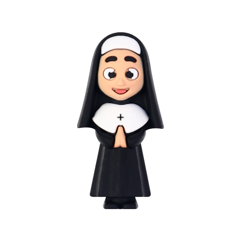 Silicone 3D Focal Beads Jesus Church Nun Virgin Mary Holding Lamb 20pcs 14