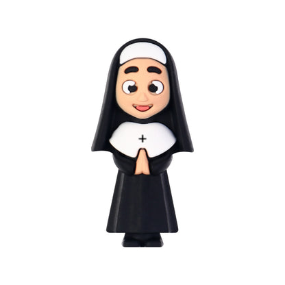 Silicone 3D Focal Beads Jesus Church Nun Virgin Mary Holding Lamb 20pcs 14