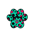 Silicone Focal Beads Paw Prints Turquoise and Pink Pattern 20pcs