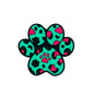 Silicone Focal Beads Paw Prints Turquoise and Pink Pattern 20pcs