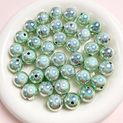 Laser Round Acrylic Beads 16mm Iridescent Glossy Colors 10pcs 8