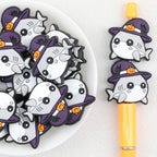 Shark Witch Hat Silicone Focal Beads Wholesale, Halloween Pumpkin Design