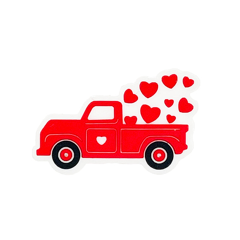 Silicone Focal Beads Heart Car With Hearts Design 20pcs