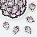 Halloween Pink Checkered Ghost Silicone Focal Beads 20 pcs