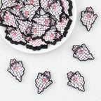 Halloween Pink Checkered Ghost Silicone Focal Beads 20 pcs