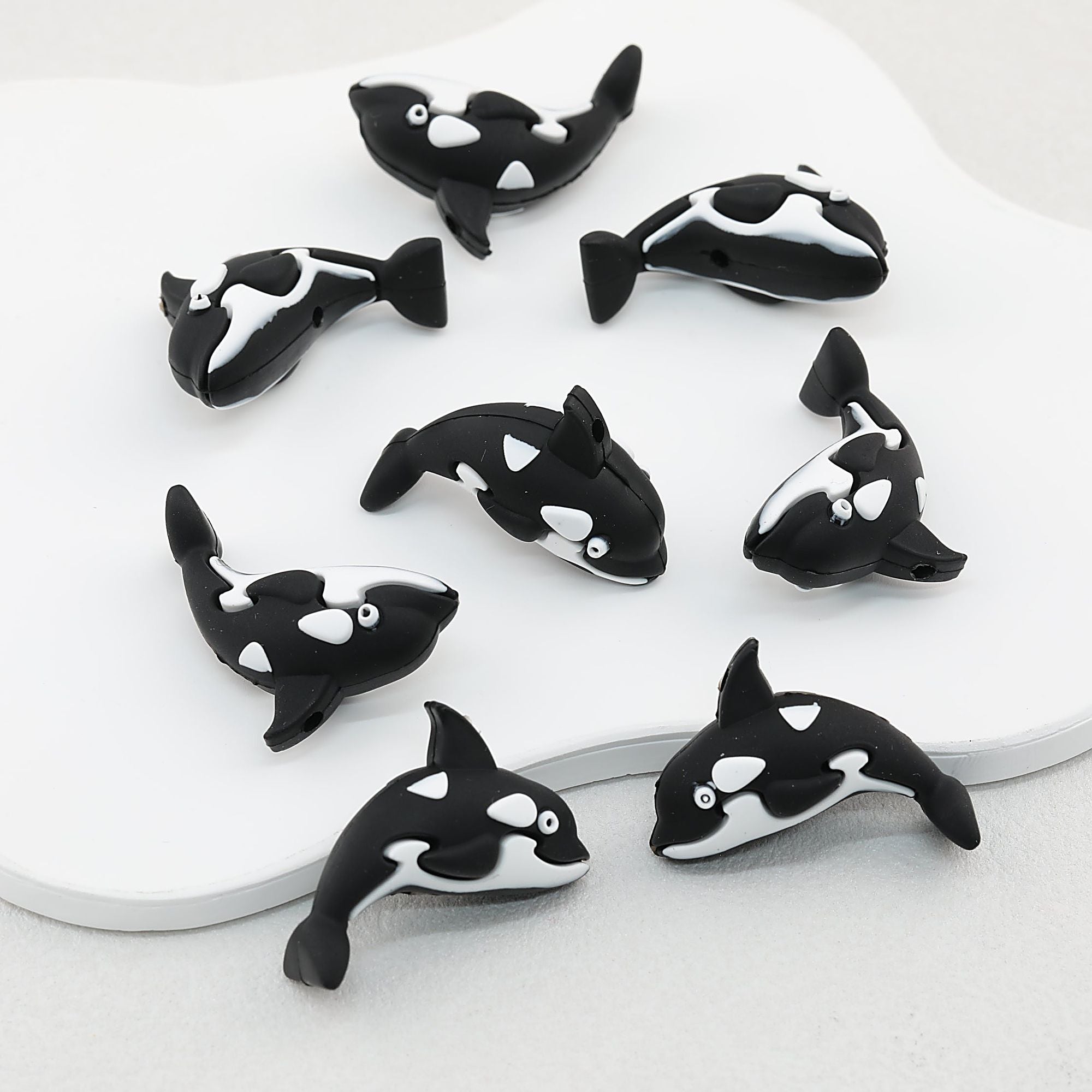 3D Black Whale Silicone Focal Beads 20pcs