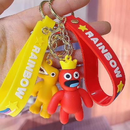Silicone Rainbow Friends Cartoon Character Keychain with Star Strap 3