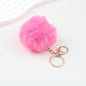 Pom Pom Keychain Fluffy Imitation Rex Rabbit Fur Ball 8cm With Lobster Clasp - 16# bright red