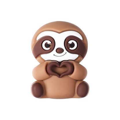 Silicone 3D Focal Beads Animal Panda Lion Sloth Hippopotamus Cow Sitting Pose 20Pcs 14
