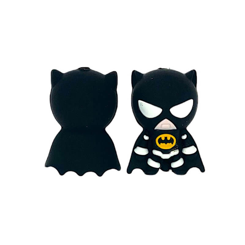 Silicone 3D Focal Beads Batman Chibi Style Bright Emblem