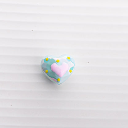 Hand Drawn Acrylic Heart Beads 19.4x17mm Pastel Faceted 5pcs 4