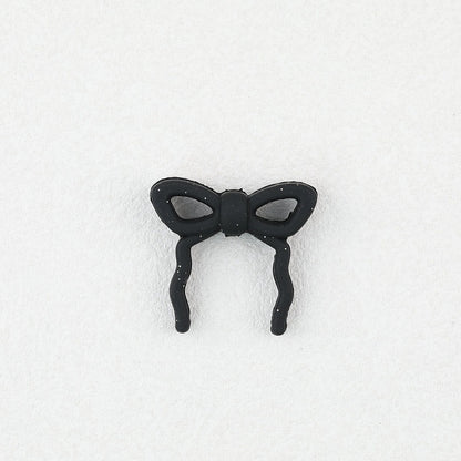 Colorful Bow Silicone Focal Beads with Hole 20 pcs - Black