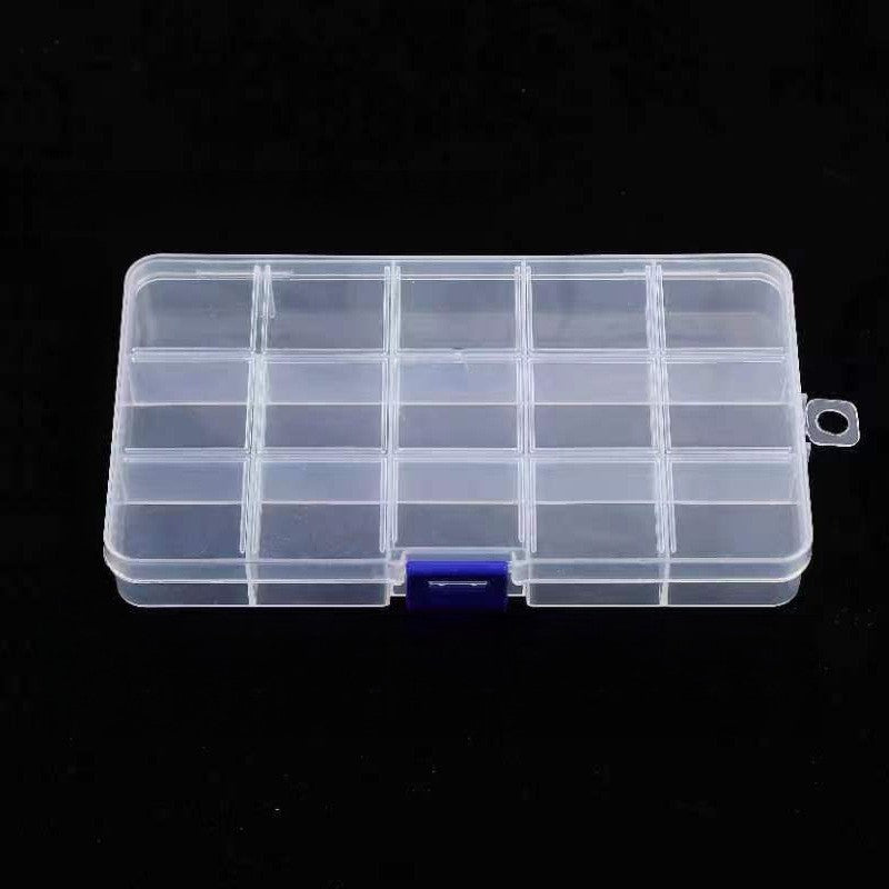 Transparent Plastic Bead Storage Box 15 Compartments 17.3x9.8x2.2cm