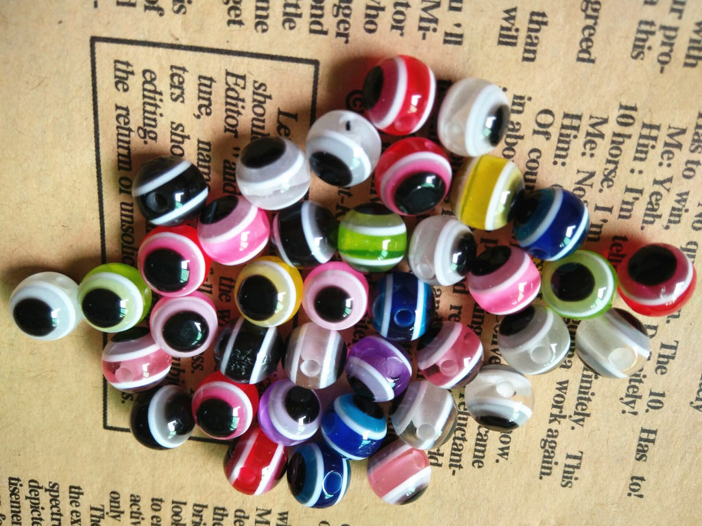 Striped Evil Eye Resin Beads 6-12mm Glossy Multicolor 500pcs 6