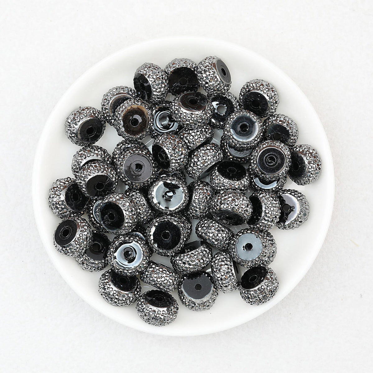 Metallic Sugar Textured Resin Round Spacer Beads 12mm 50pcs - gunmetal black