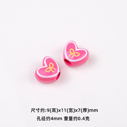 Bowknot Outline Heart Acrylic Beads 11mm 40pcs 17