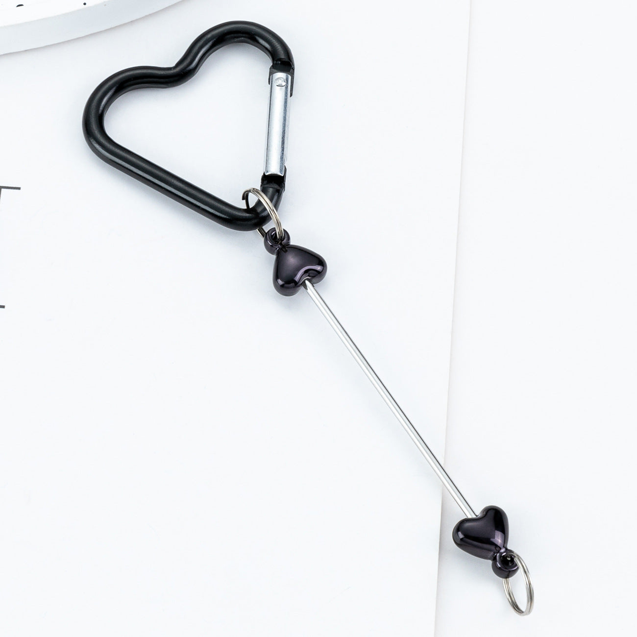 Beadable Metal Carabiners Heart-shaped With Bars