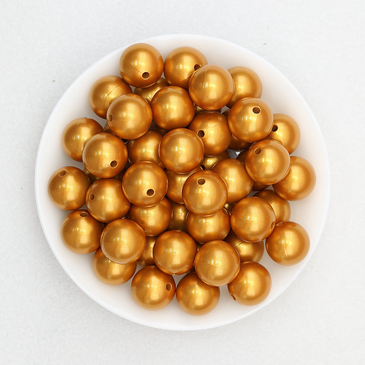 15mm Metallic Silicone Round Beads 50pcs - Bronze Yellow