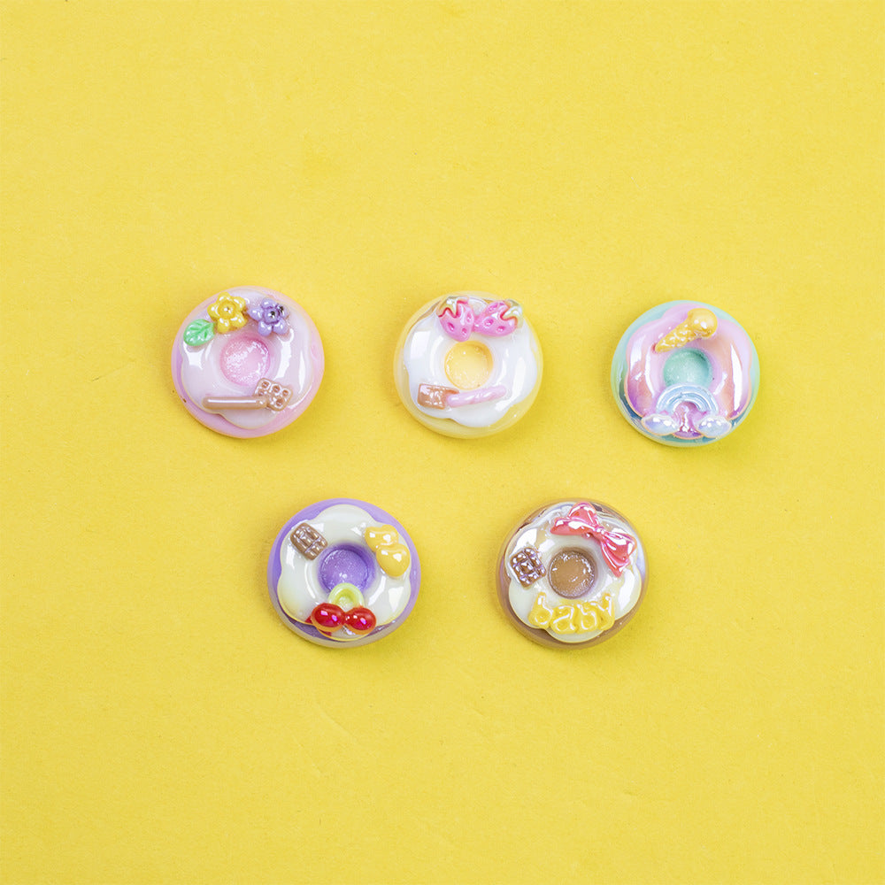 Plating Sweet Bow Doughnuts Resin Beads Glossy Pastel Colors 10pcs 2