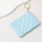 Wallet Keychain Coin Purse Plaid Simple Solid Color - light blue