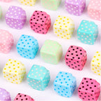 Candy Color Polka Dotted Square Acrylic Beads 14mm Diagonal Hole 10pcs