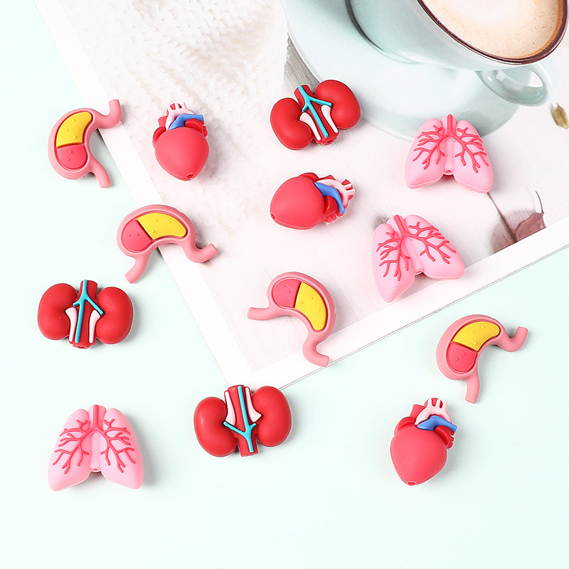 Silicone 3D Focal Beads Cartoon Organs Anatomical Shapes 20pcs 5