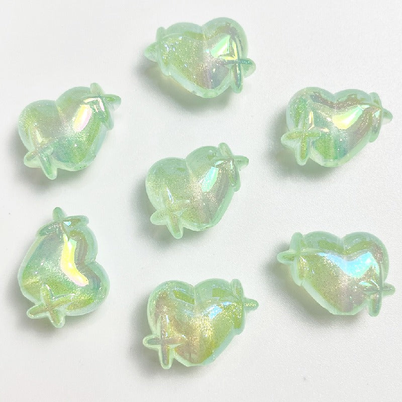 UV Finish Heart Star Acrylic Beads 14x20mm Glow In The Dark 50pcs 12