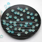 Star Frosted Glass Beads 8mm Aqua Glow Gold Flecks 100pcs 9