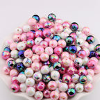 Plating Round Acrylic Beads 16mm UV Barbie Letter Printed 20pcs 5