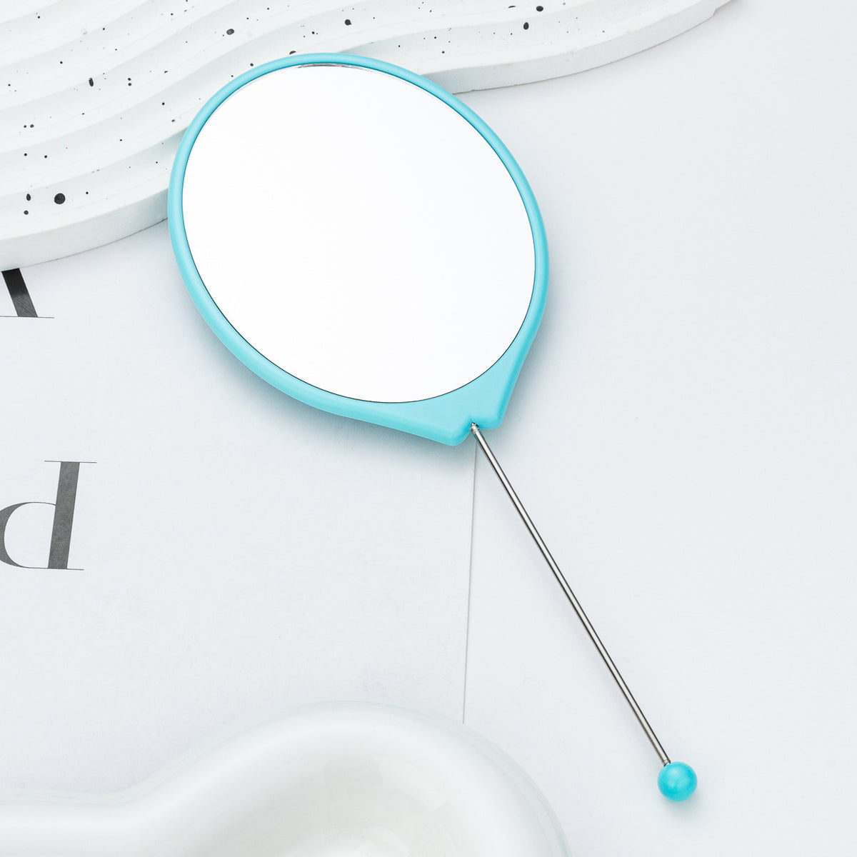 Beadable Plastic Mirror Handheld Oval