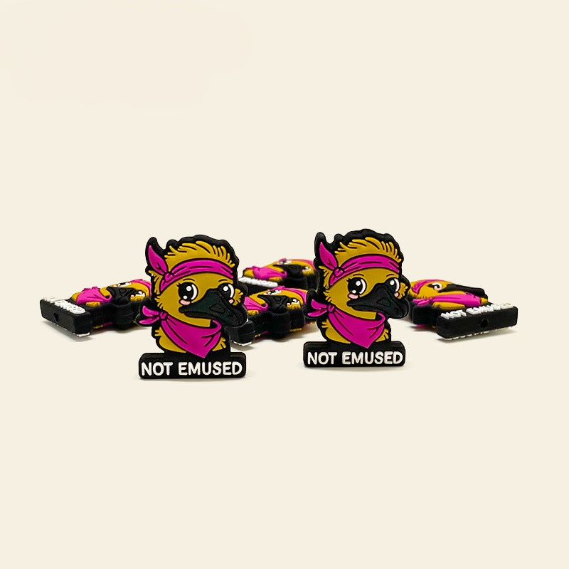 Silicone Focal Beads Clown Duck Pink Bandana Not Emused Text 20pcs