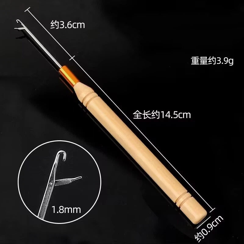 Jewelry Needle Hook Tools Wood Handle Fine Metal Loops 8pcs 14cm 7