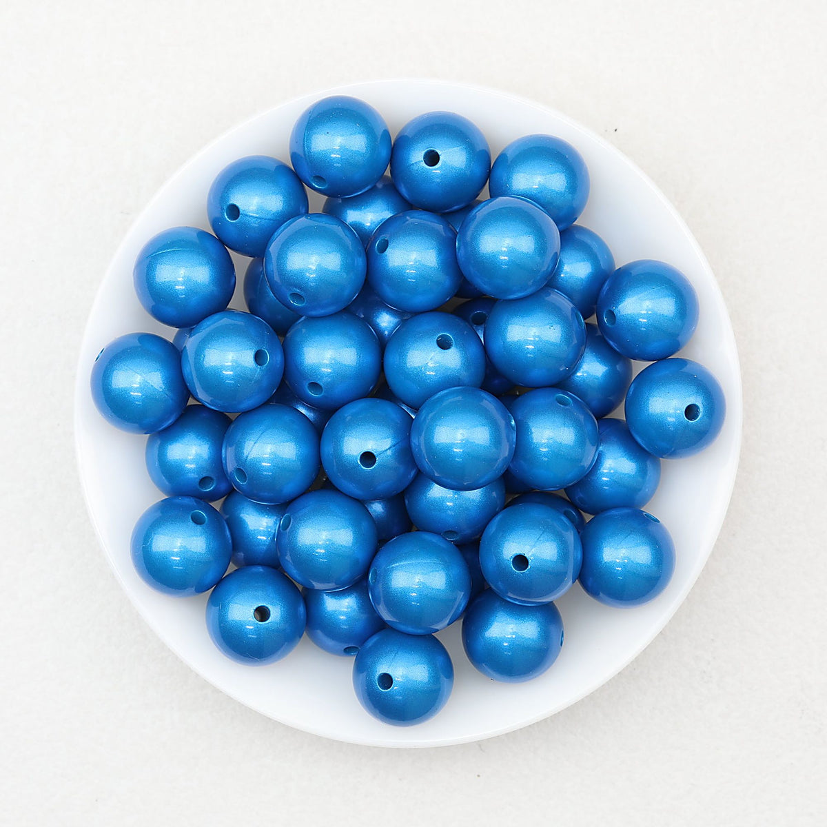 15mm Metallic Silicone Round Beads 50pcs - Gemstone Blue