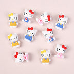 Silicone 3D Focal Beads Hello Kitty Wearing Blue Pink Yellow Clothes 20pcs 3