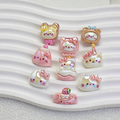 Glossy Plating Tiny Cute HK Kitten Resin Beads 10pcs 3