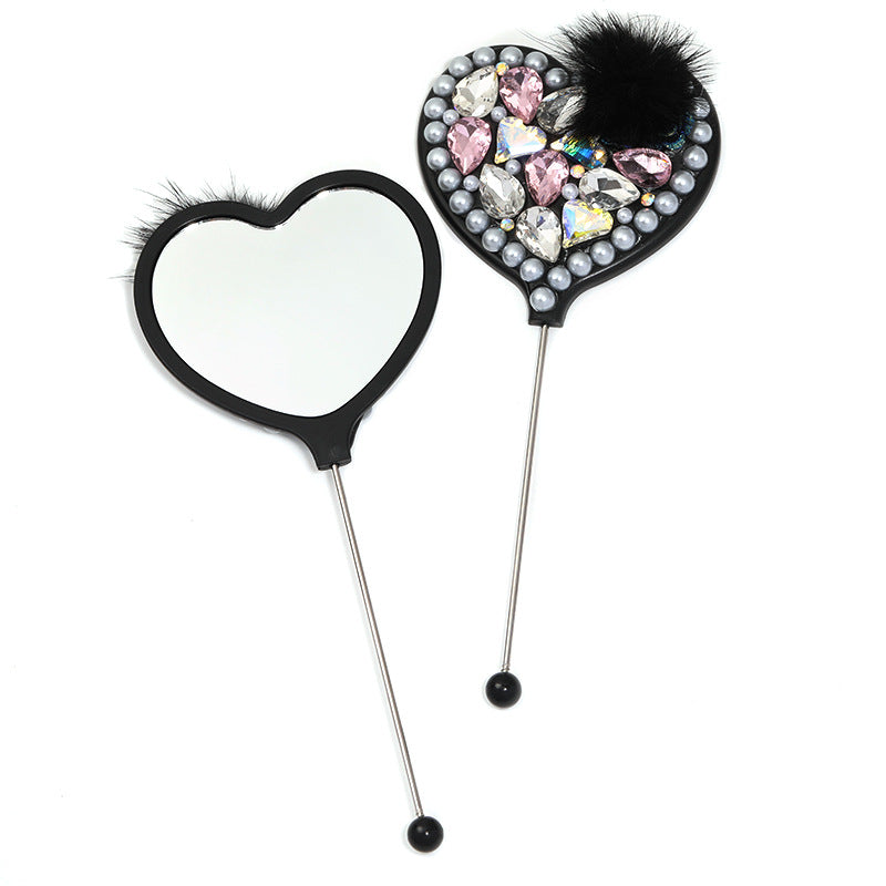 Beadable Heart Shape Handheld Makeup Mirror 33