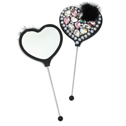 Beadable Heart Shape Handheld Makeup Mirror 33