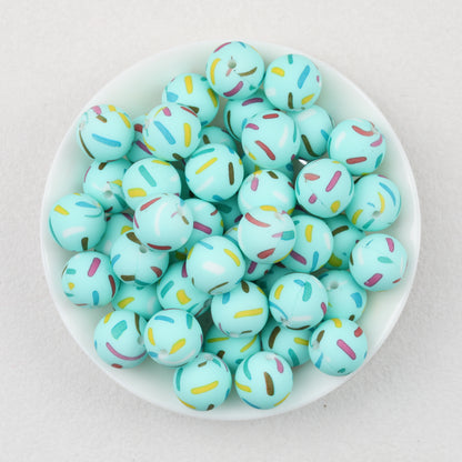 15mm Colorful Polka Dot Print Round Silicone Beads  50pcs 3