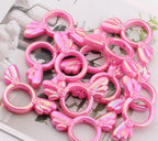 UV Color Plated Solid Color Varied Sakura Angel Wings Acrylic Beads 2pcs 7