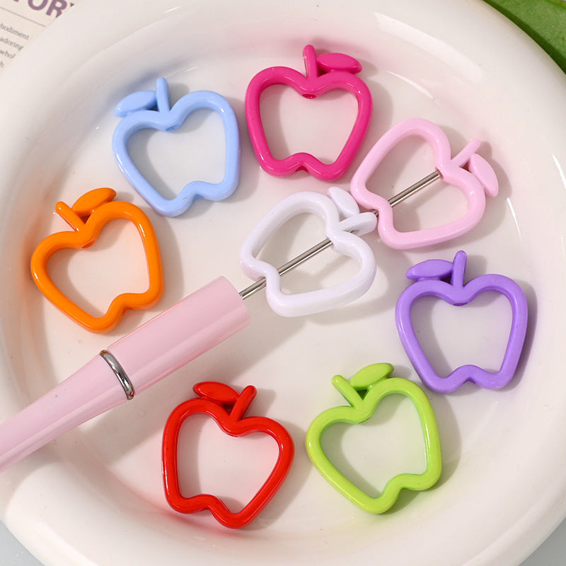 Colorful Apple Shape Acrylic Bead Frames 29.7x27mm 50pcs