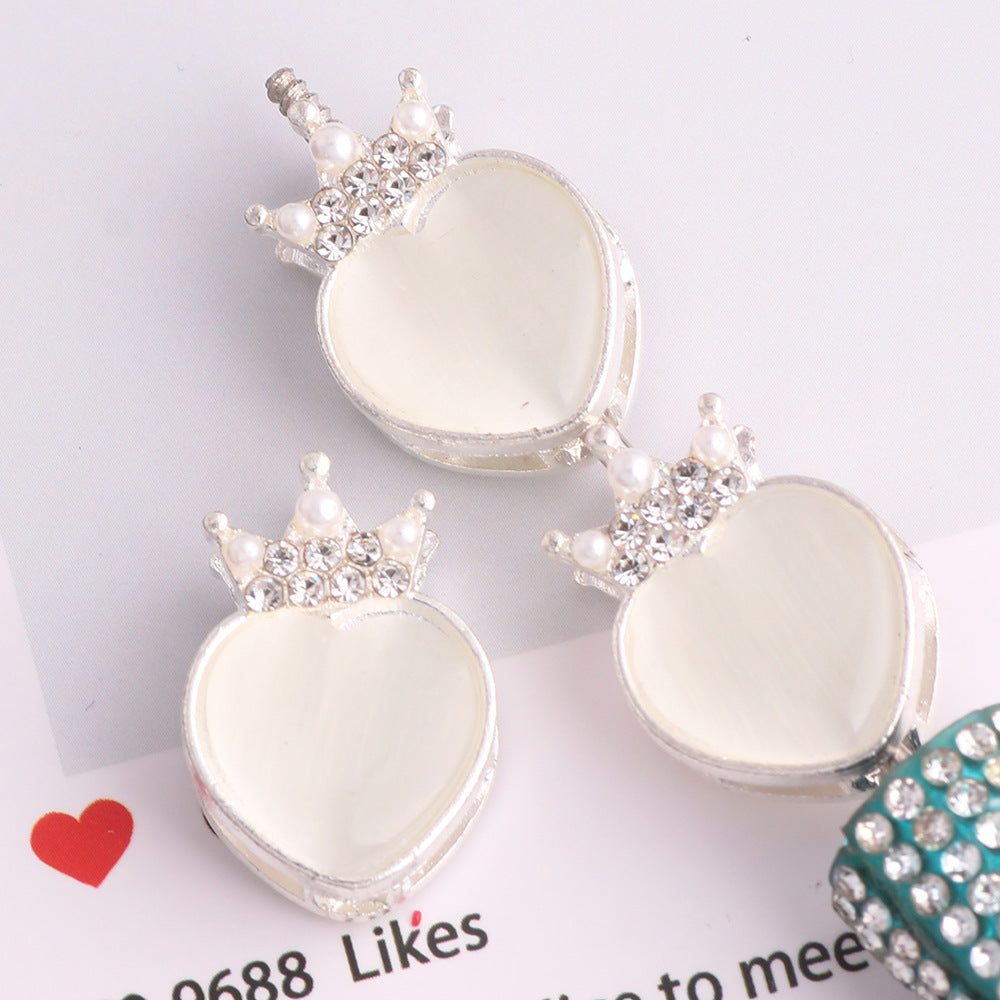 Alloy Heart Shaped Rhinestone Crown Beads 23mm 3pcs 9